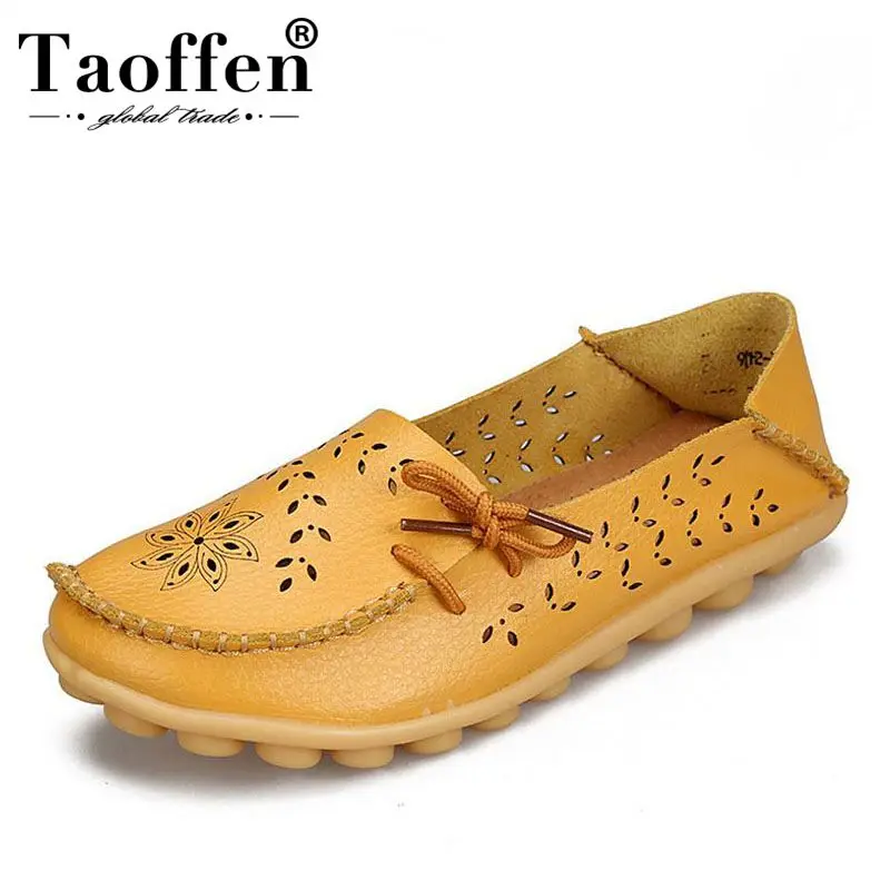 Женские лоферы на плоской подошве TAOFFEN летние из натуральной кожи с бантом