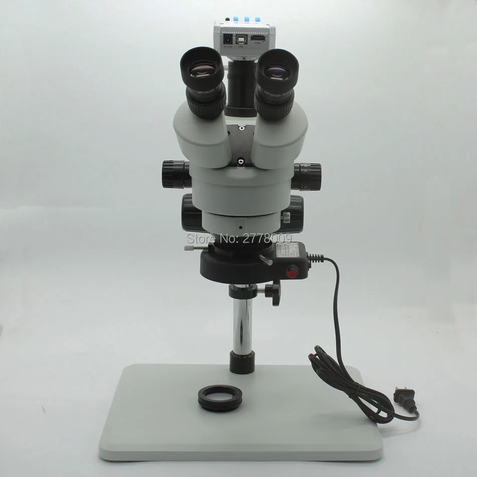 

Trinocular Stereo Microscope 3.5X-90X Continuous Zoom Magnification 16MP 1080P 60FPS HDMI USB Camera Large Workbench LED Light