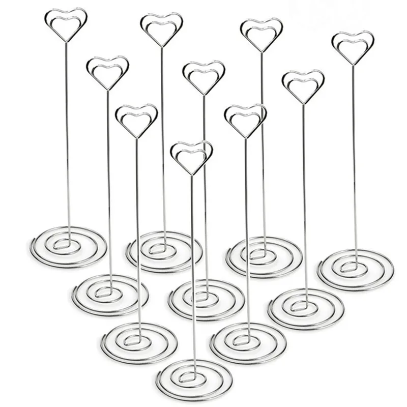 

10pcs Tall Place Card Holders Heart Shape Table Number Holder Stands Birthday Party Picture Photo Note Memo Clip for Wedding