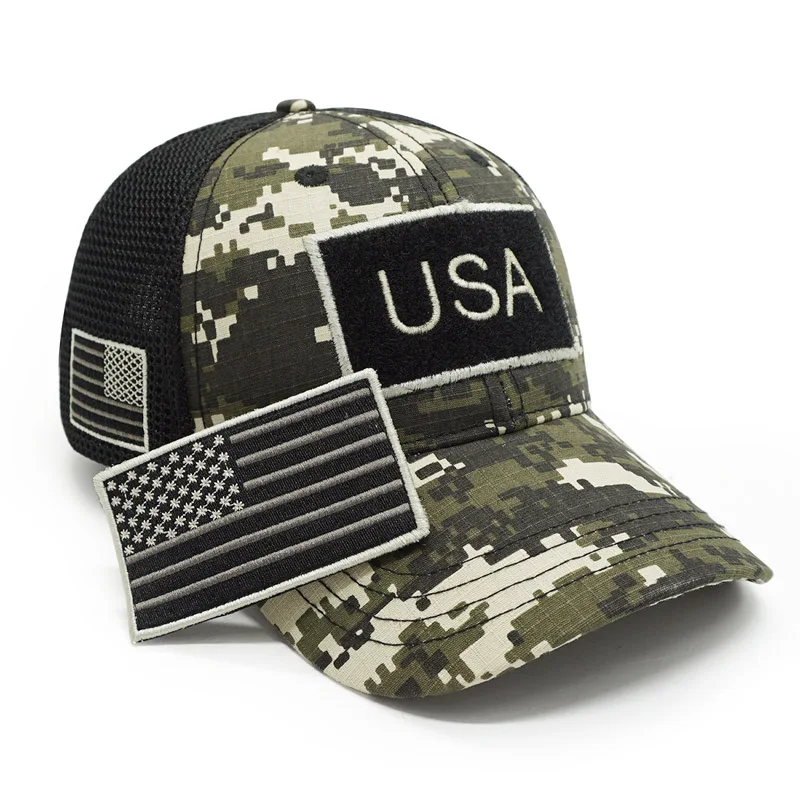 Высокое качество, Мужская армейская камуфляжная бейсболка, флаг США, заплатка, Snapback, шляпа для папы, тактическая камуфляжная кепка, летняя кепка, Кепка для водителя грузовика, Snapback Bone - Цвет: camo1