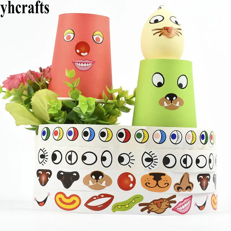 

1 Roll(1000PCS)/LOT,Nose stickers in paper roll Craft material Eye nose mouth stickers DIY tools Kids diy toys Activity items