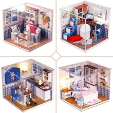 Кукольный дом мебель DIY миниатюрная 3D модель кукольные домики деревянные Miniaturas Boneca Каса кукольный домик игрушки для детей подарки на день рождения