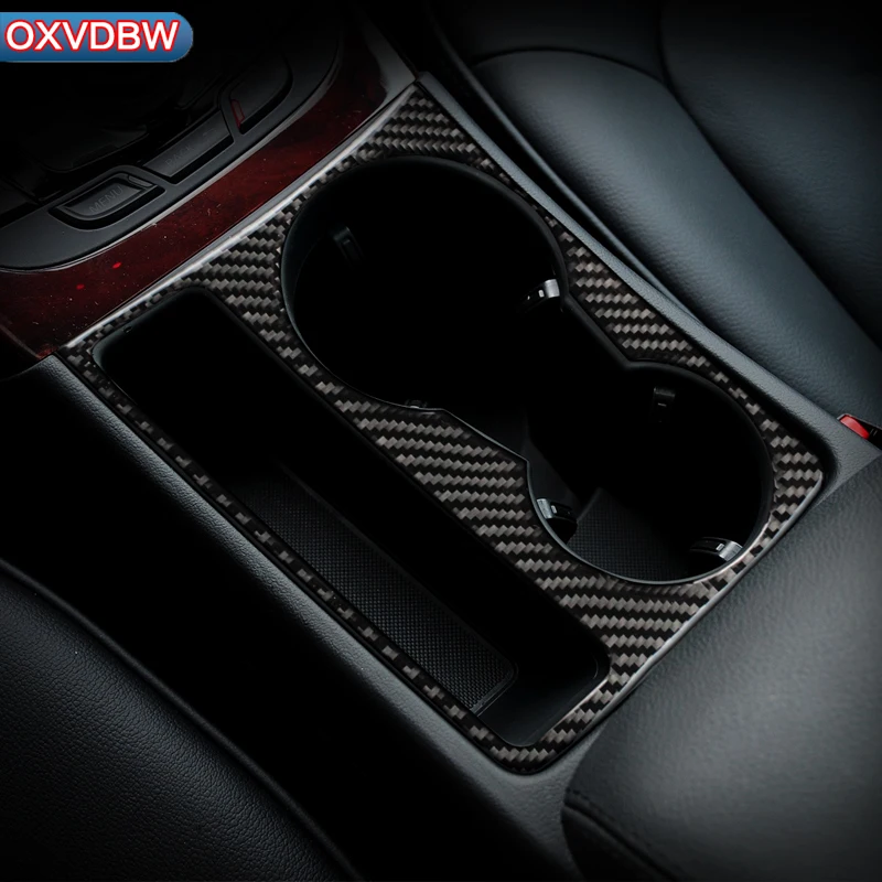

Carbon Fiber Water Cup Holder panel Trim Strip Car interior 3D Sticker For Audi A4 B8 A5 2009-2016 Car Styling Accessories