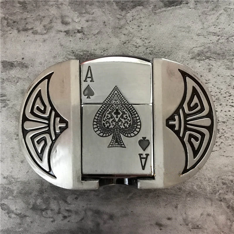 

K-570 New Style Mens Luxury Metal Belt Buckle Silver Poker A Lighter Belt Buckle For 4cm Wide Belt Men Jeans accessories