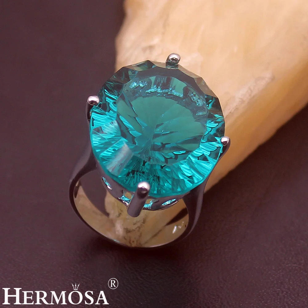

Hermosa Perfect Xmas Gift 925 Sterling Silver Ring Size 6/7 Fashion Oval Solid Jewelry Rings 6# 7#