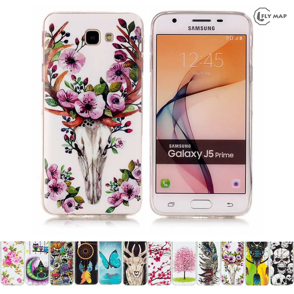 Luminous TPU Case for Samsung Galaxy J5 J 5 Prime J5Prime G570F SM-G570F G570F/DS SM-G570F/DS Soft Silicone Floral Protect Cover