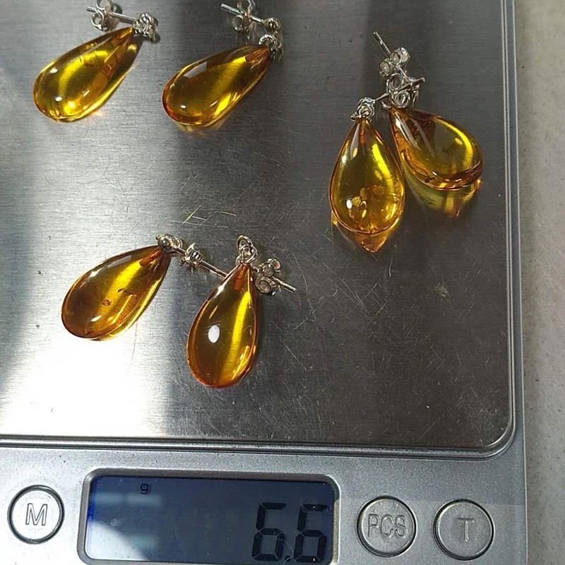 Женские янтарные серьги Yoowei для вечерние подарок висячие с оригинальным камнем