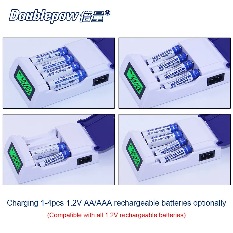 4 слота doulepow DP-K209 lcd Интеллектуальное Быстрое зарядное устройство для 1,2 V AA/AAA Ni-MH/Ni-CD аккумуляторные батареи OEM приемлемо