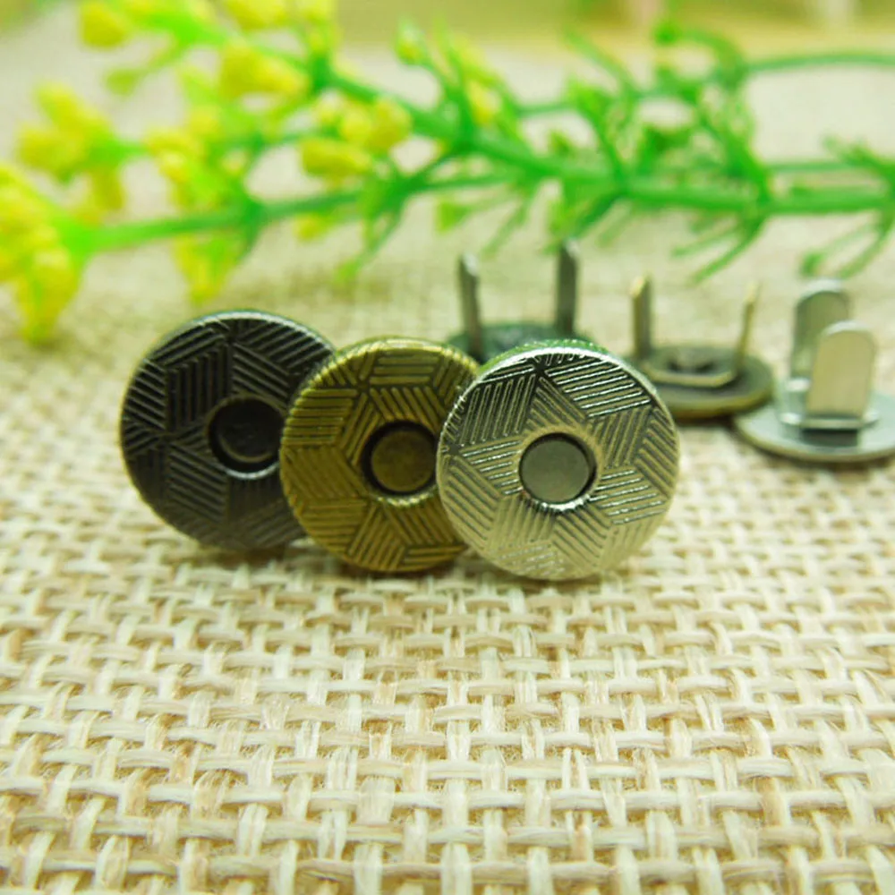 

60Sets Black Bronze Nickel Color Mixed Thin Magnetic Snaps Bag Purse Clasp Metal Button Fastener Sewing Craft 10mm EA296