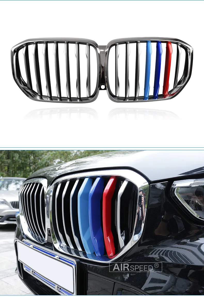Airspeed 3D M Styling for BMW X5 G05 Accessories 2019 ABS Car Front Grille Cover Trim Grill Motorsport Strip Decoration Stickers (7)
