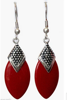 DYY 825 +++Red Coral Bead 925 Sterling Silver Earrings with Hook | Украшения и аксессуары