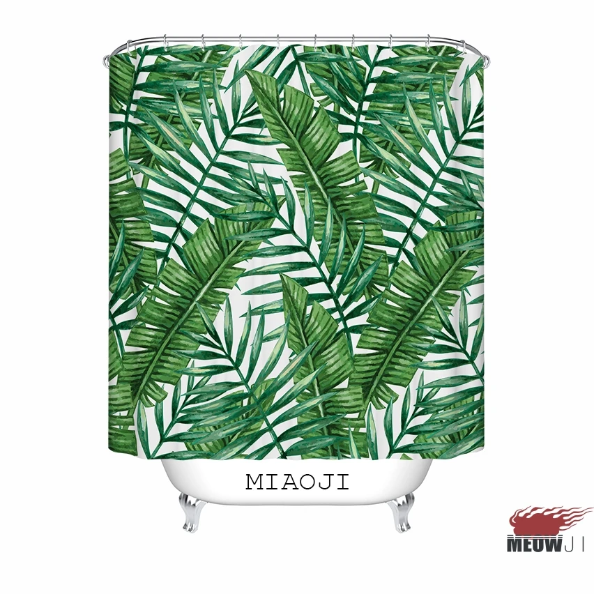 

[MIAOJI] LOST IN THE JUNGLE Fabric Printed Shower Curtain Botanical Garden Tropical Green Leaves Bathroom Decor Free Shipping
