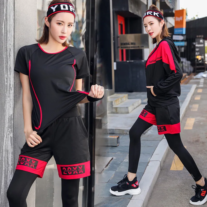 

Running fitness clothes female tide 2018 new yoga clothes female gym sports suit female summer large size loose quick-drying