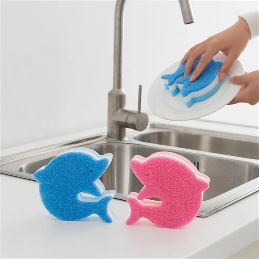 Durable Wave Style Microfiber Magic Sponge Eraser Kitchen Sponge Double
