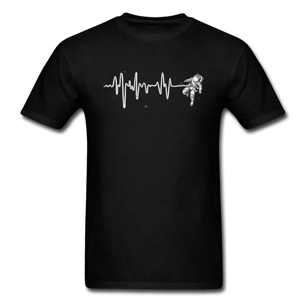 Space-Heartbeat Tops T Shirt Wholesale Round Collar Birthday Short Sleeve Cotton Men Top T-shirts Personalized Top T-shirts Space-Heartbeat black