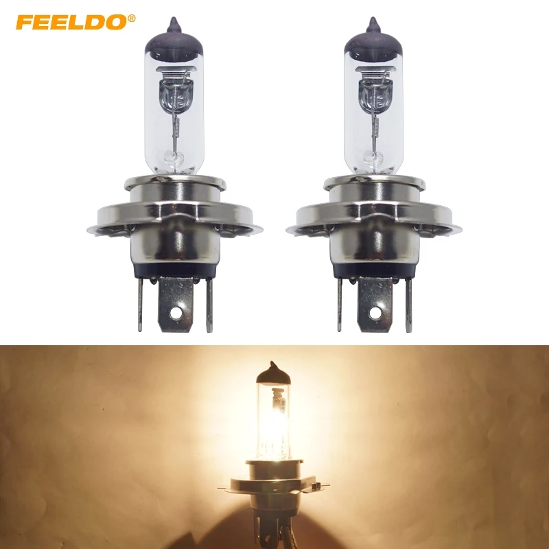 FEELDO 2PCS Car H4 55W/100W 12V White FogLights HalogenBulb Car