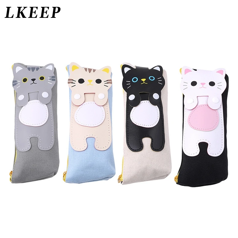 Модная косметичка Kawaii для кошек, женская сумка для путешествий, маленькая косметичка, школьные карандаши, принадлежности, органайзер, чехол
