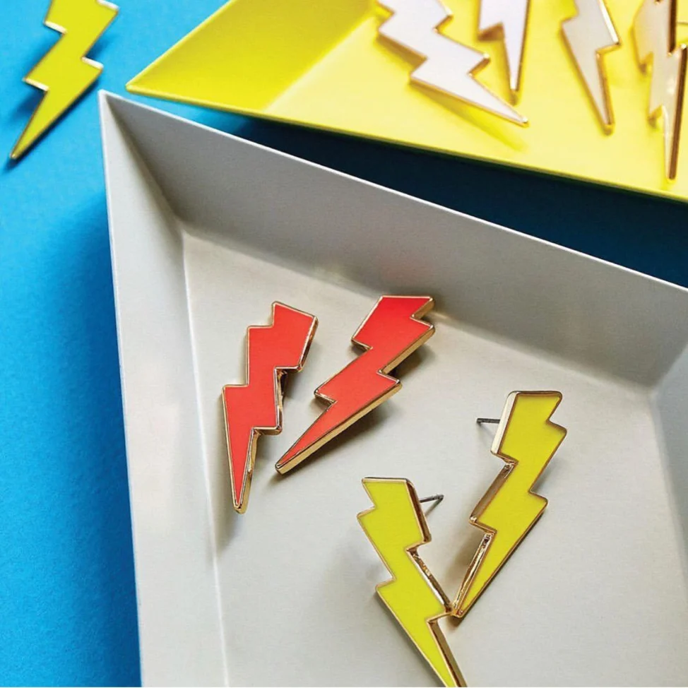 

Flatfoosie INS Fashion Metal Lightning Earrings for Women Girl Multicolor Geometric Party Dangle Drop Statement Earrings Jewelry