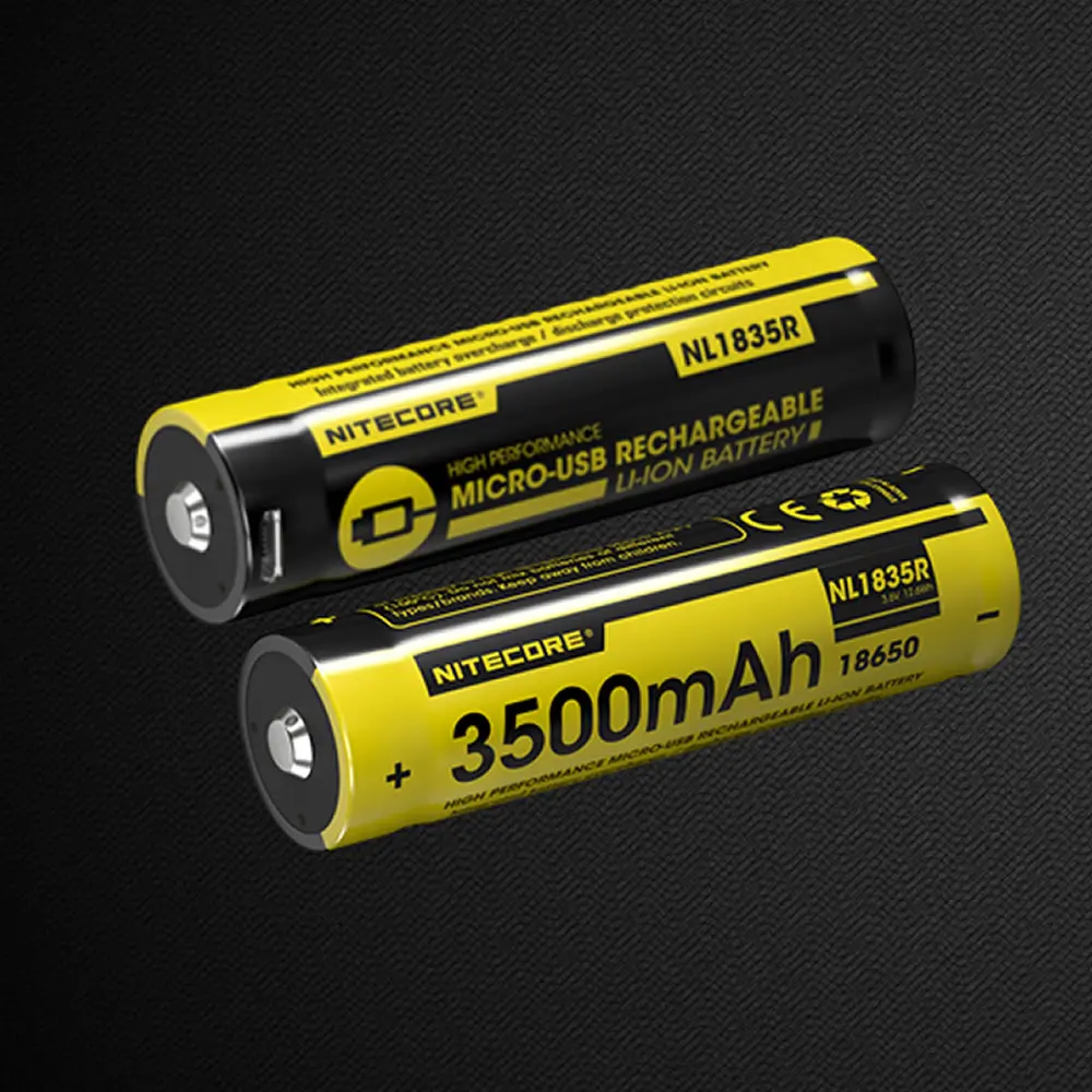 NITECORE NL1835R 3500 мАч Высокопроизводительный встроенный Micro-USB порт зарядки перезаряжаемый Liion аккумулятор 12.6Wh 3,6 V Кнопка Топ 18650