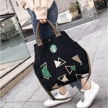

canvas bag female student Korean version with rice tote bag handkerchief bag large insulation packed lunch box bag lun