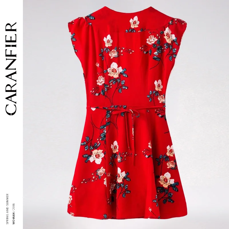CARANFIER галстук бабочка белые летние платье без рукавов 2018 Fashion створки тонкая