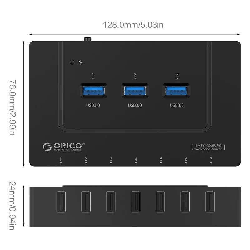 ORICO 10 портов usb-хаб с адаптером питания высокоскоростной USB 2,0 3,0 сплиттер адаптер для ПК ноутбук-черный H9910-U3