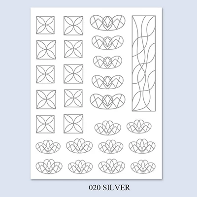 3D Nail Art Sticker Gold Silver Circle Nail Stickers Hollow Geometry Line Adhesive Slider Sticker Star Moon Decals Z0158 - Цвет: 20silver