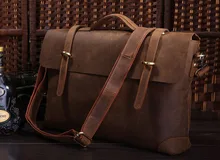 Maxdo Vintage Cowhide Crazy Horse Leather Men Messenger Bags Genuine Leather Briefcase Portfolio #M7082