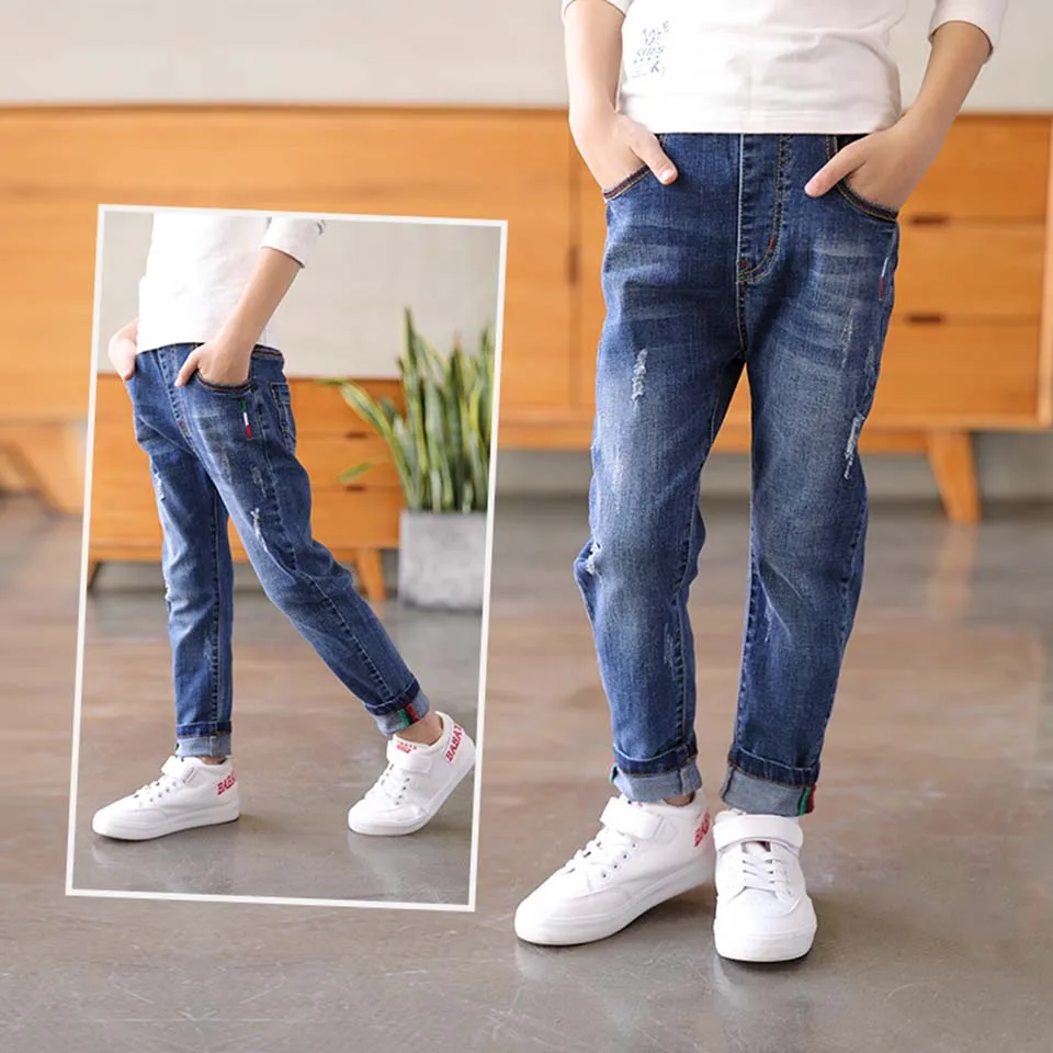 Children Elastic Waist Jeans Boys Pants Fit For Spring Baby Boys Jeans ...