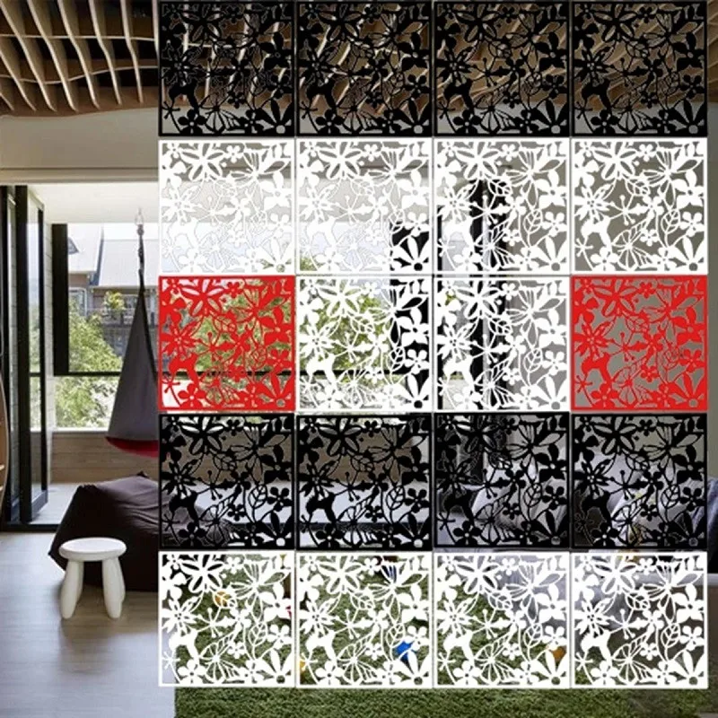 

4pcs Flower Wallpaper Wall Sticker Hanging Screen Curtain Room Divider Partition New Feshion Home Decoration