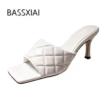 Г., белые кожаные шлепанцы женская обувь на необычном высоком каблуке с открытым носком женские модные сандалии-гладиаторы