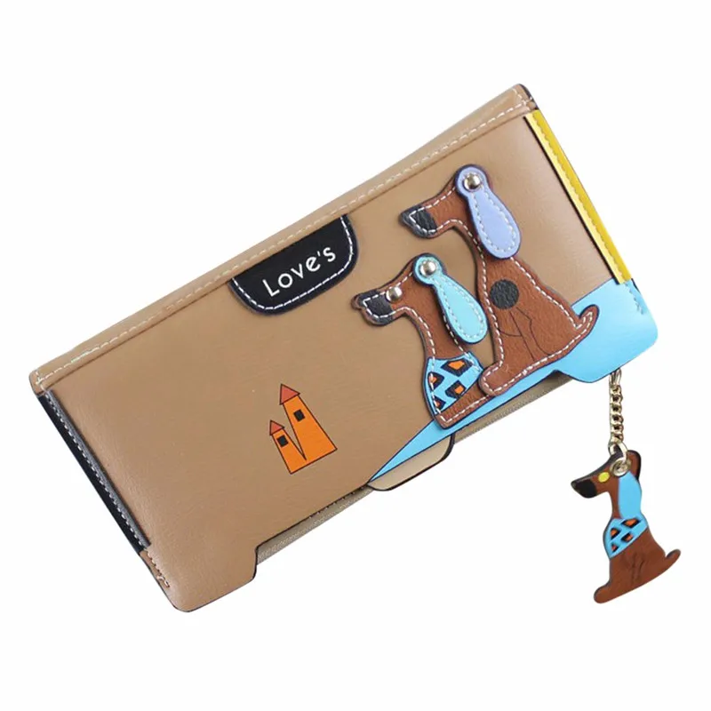 

Women's Fashion Stitching Puppy Dog Pattern Zipper Coin Purse Long Casual Wallet Card Holders Handbag