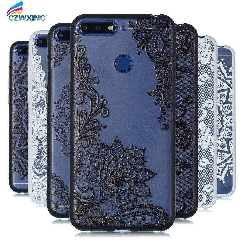

Floral Lace Mandala Case For Huawei Y6 Prime 2018 Case Hard PC+TPU Silicone Phone Case For Huawei Y6Prime 2018 Y 6 prime