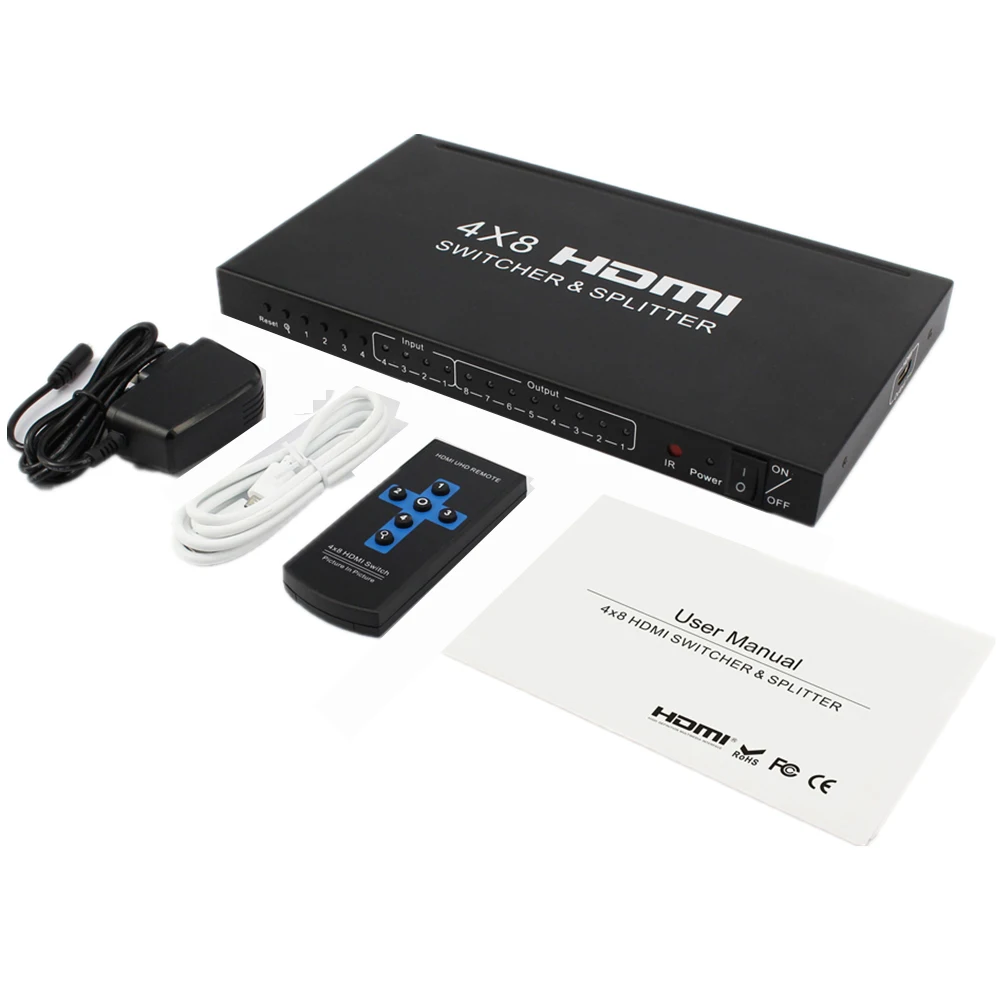 HDMI коммутатор 4 в 8 выход 4*8 HD ТВ Видео Kvm переключатель Hdmi 4K * 2K 3D|KVM-переключатели| |