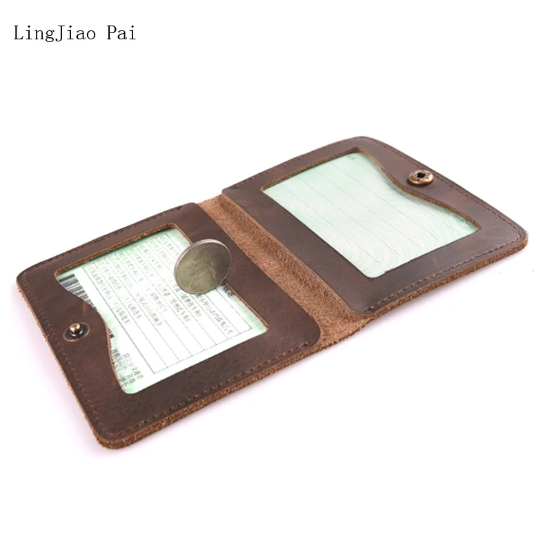 

LingJiao Pai Handmade Solid Genuine Leather Men Driving License Holder Simple Design Women Driver's Cover Card Case Pouch