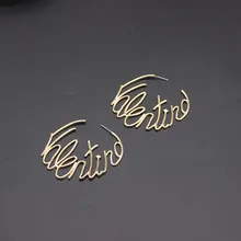 Барокко дикие буквы гвоздики серьги модная индивидуальность Большие буквы круглые серьги покрытые золотом холодный ветер большие серьги 918