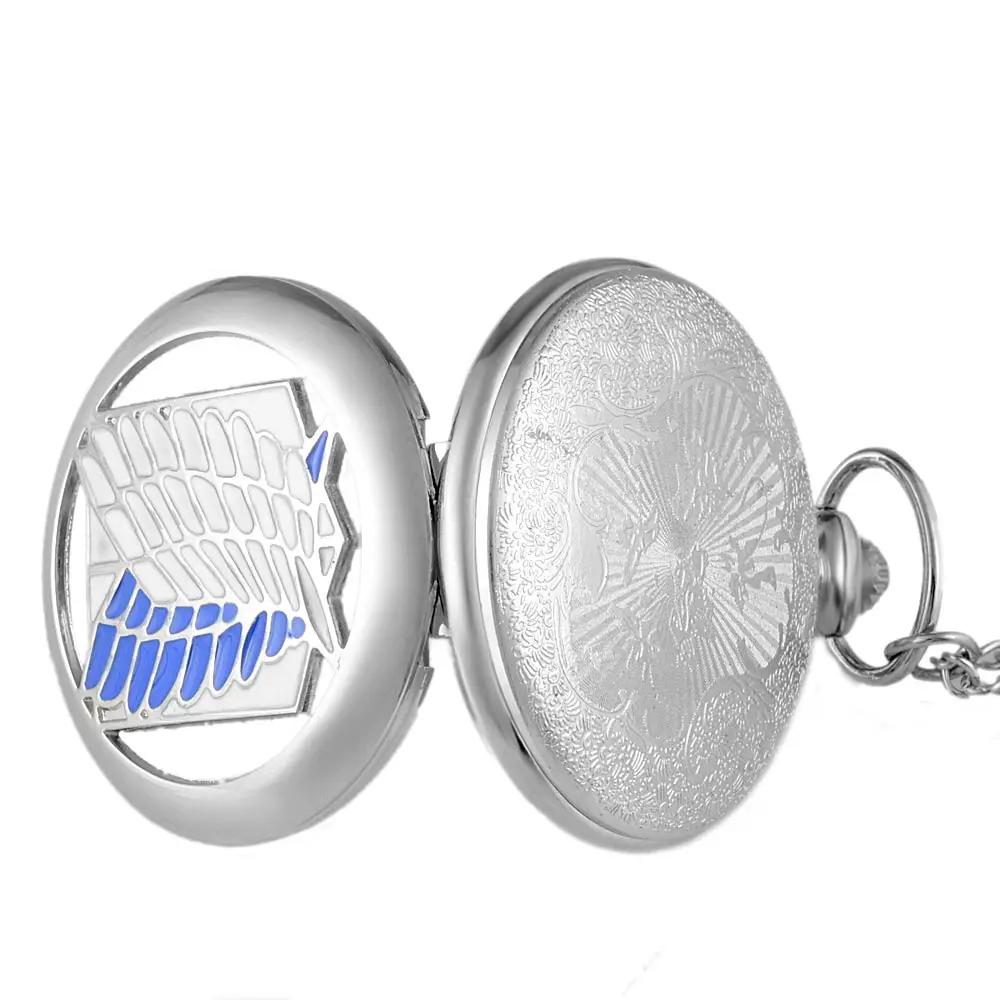 Модные серебряные атака на Титанов кварцевые карманные часы с цепочкой Ретро для мужчин женщин классический кулон, ожерелье подарок