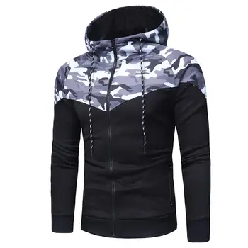 

Patchwork Camo Men Hoodies Fashion Autumn long Sleeve Stitching Casual Zipper Hooded Tops Soft Cotton Men Hoodies SAN0