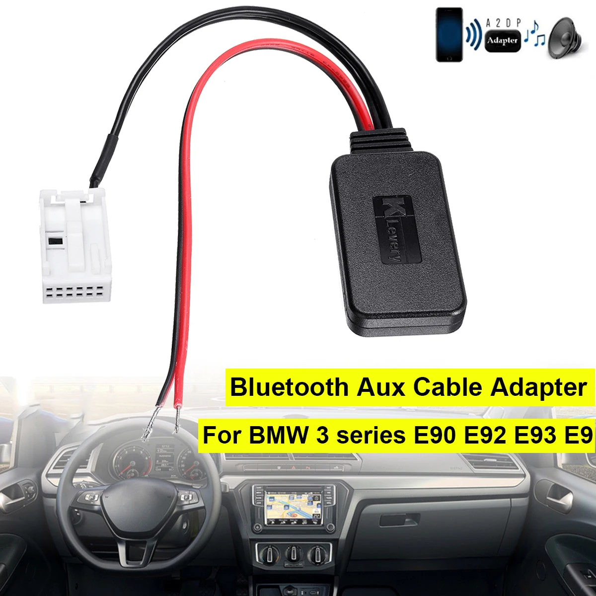 bluetooth Module Radio 12 pin Aux Cable Adapter For BMW 3 Series E90