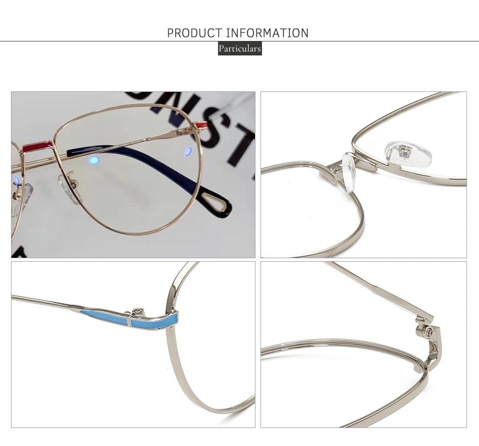 OVZA Fashion Gold Glasses with Transparent Women Glasses Frame Optical Pilot Eyeglassese Frames Men Metal High Quality S5012