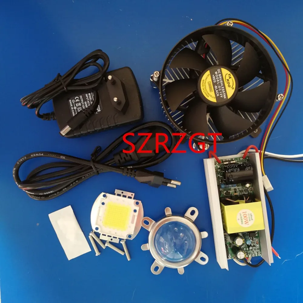 

100W 100Watt High Power led chip White 60000k Light + 100W Heatsink Cooler+100W LED Driver