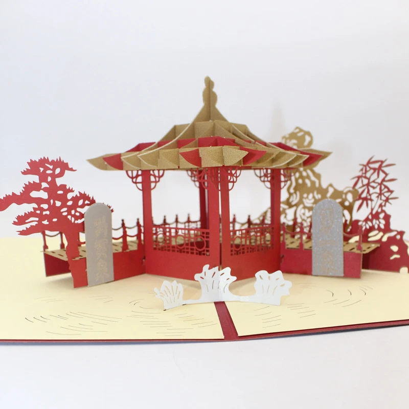  3D Handmade China Scenery Potu Spring Gardens Paper Invitation Greeting Cards PostCard Business Tou - 33060727799