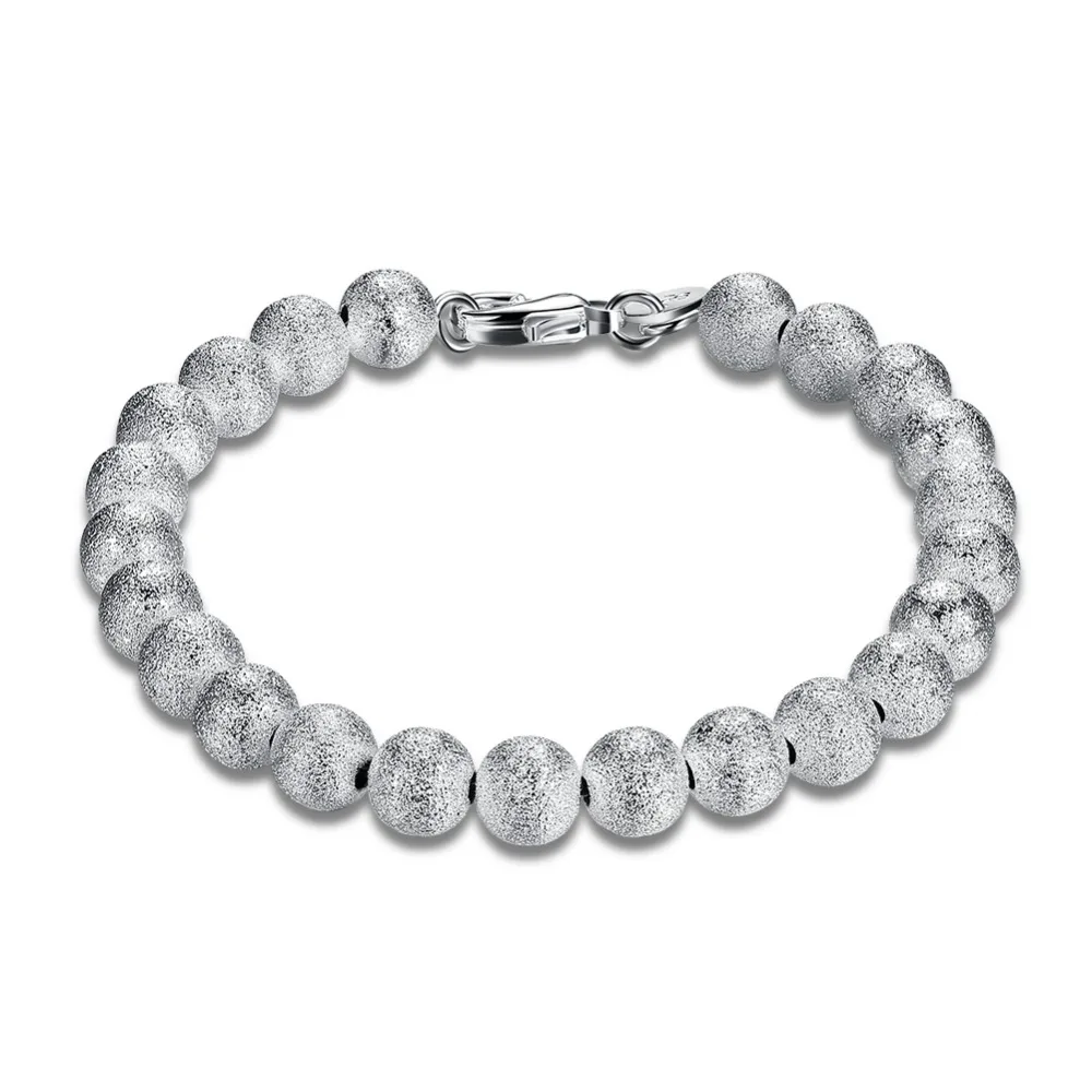 

925 Sterling Silver Chain 8M Sand Pearl Bracelet Free Shipping Jewelry Fine Fashion Bracelet Top Quality Wholesale And Retail