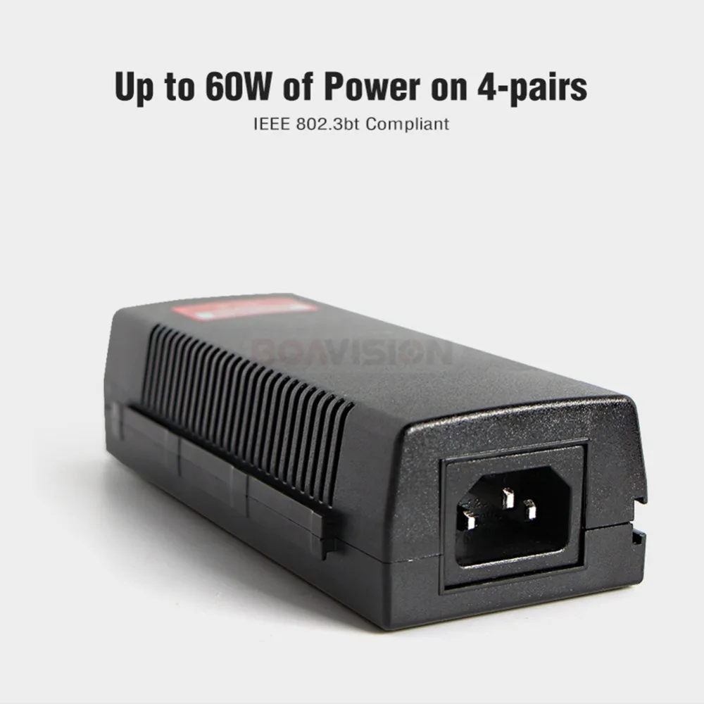  1000Mbps Gigabit 60W Hi Power POE Injector Compatible IEEE802.3bt DC 54V Output 100-240V Input POE  - 32990959229