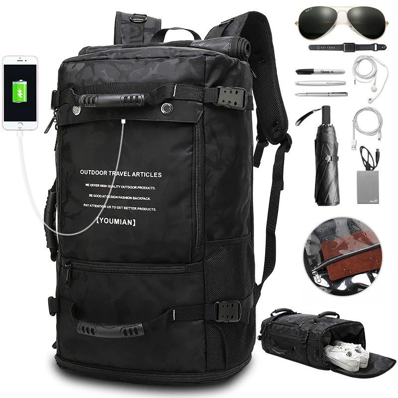 

YOUMIAN 2019 New Anti-theft waterproof 50L men and women multi-function 17.3 laptop backpack men's outdoor luggage bag mochilas