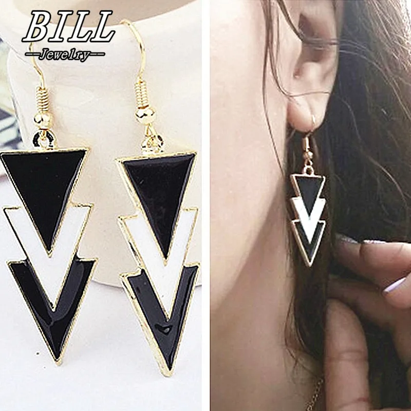 

ES320 Triangle Long Drop Earrings Women Geometric Dangle Earring Fashion Jewelry Brincos oorbellen Simple Ear Jewelry Steampunk