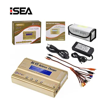 

HTRC B6 V2 80W Battery Balance Charger 15V 6A AC Adapter + 8 in 1 Cables + LiPo Safe Battery Guard Explosion Proof Bag Discharge