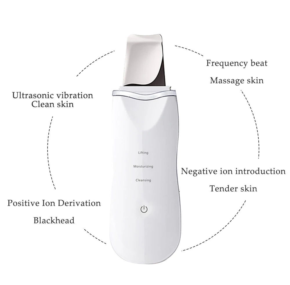 Ultrasonic Skin Scrubber Deep Face Cleaning Machine Peeling Shovel Facial Pore Cleaner Face Skin Scrubber Lift Machine