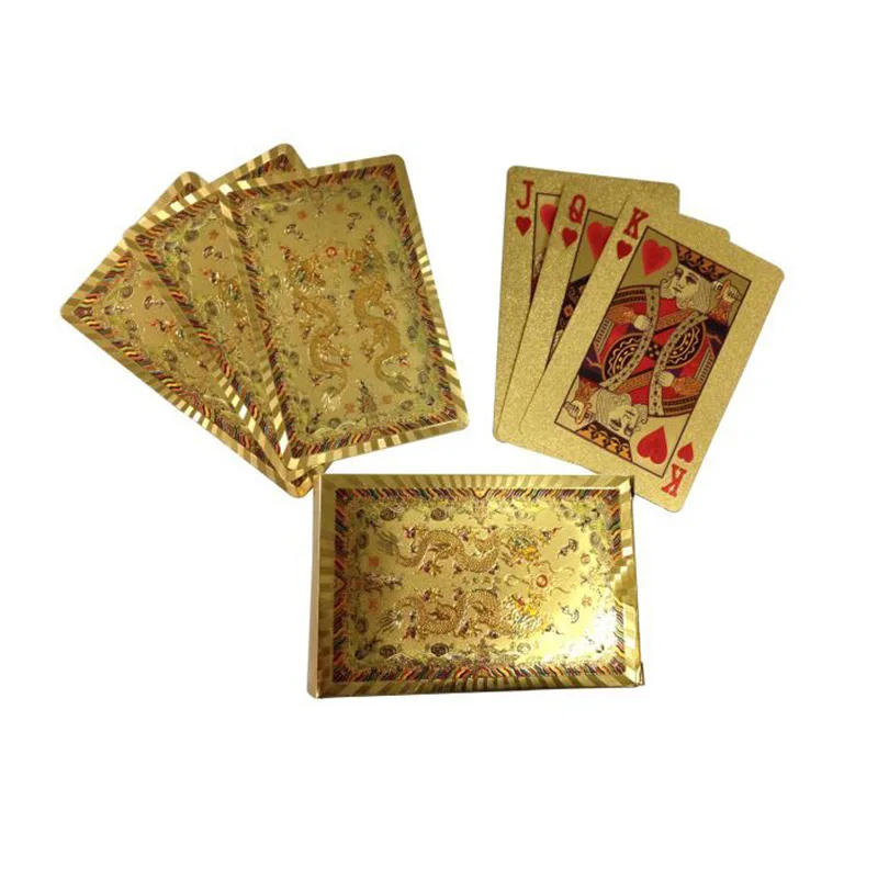 

One Deck Gold Foil Playing Cards Waterproof Plastic Poker Dragon Style Good Gift for Entertainment Casino Cards