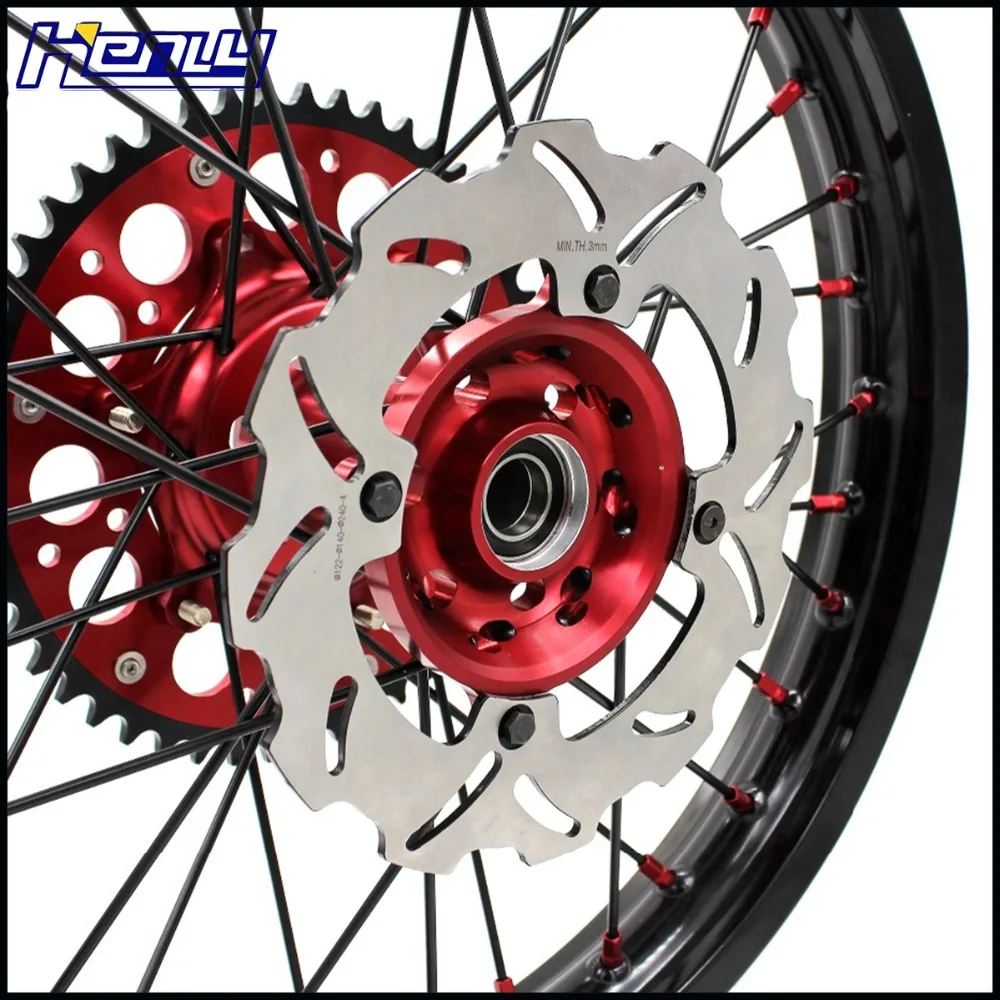 2" /19" MX, колесные диски комплект для Honda CR250R CRF450R 2013- Красный ниппель спереди 240 мм дисковые тормоза